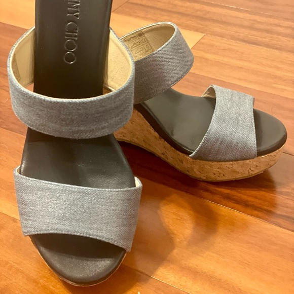 Jimmy Choo Shoes - Jimmy Choo Denim Parker Cork Wedge Sandal